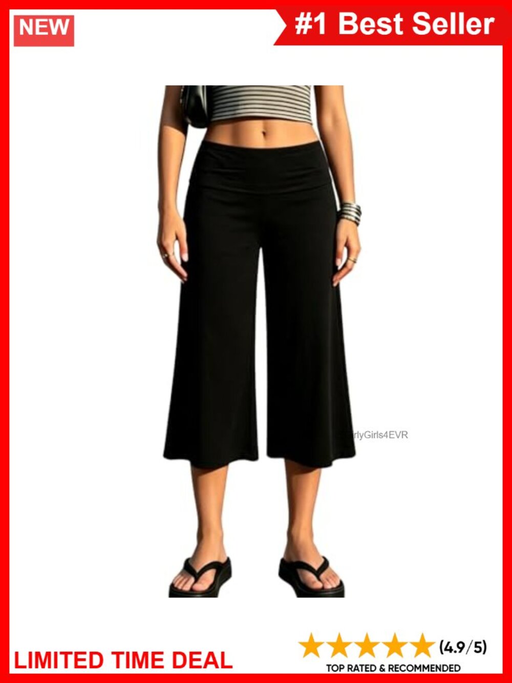 Flowy Wide Leg Ruffle Hem Culottes Low Rise Gaucho Capri Lounge Pants